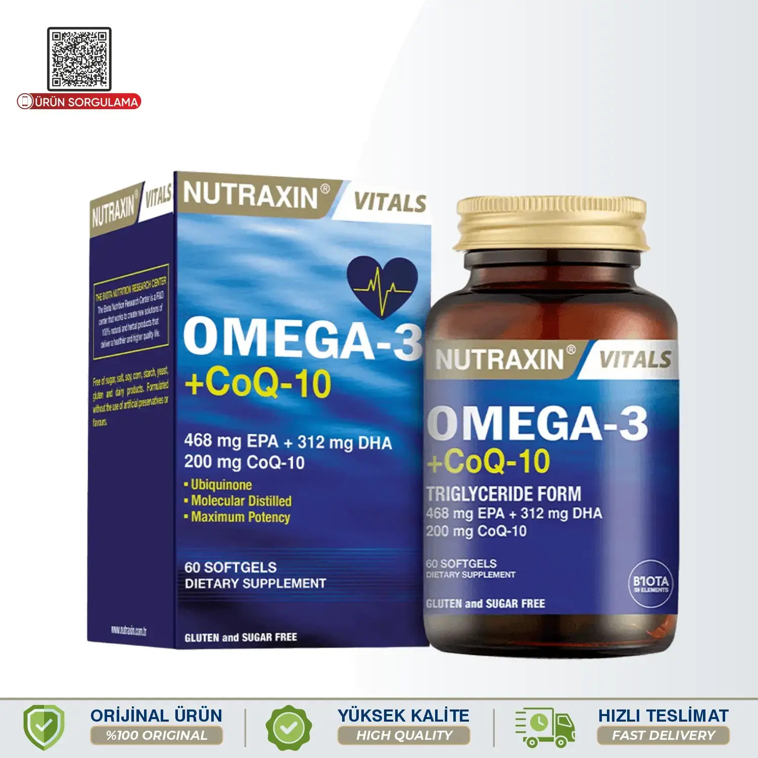Nutraxin Vitals Omega-3+CoQ-10 60 Softgels