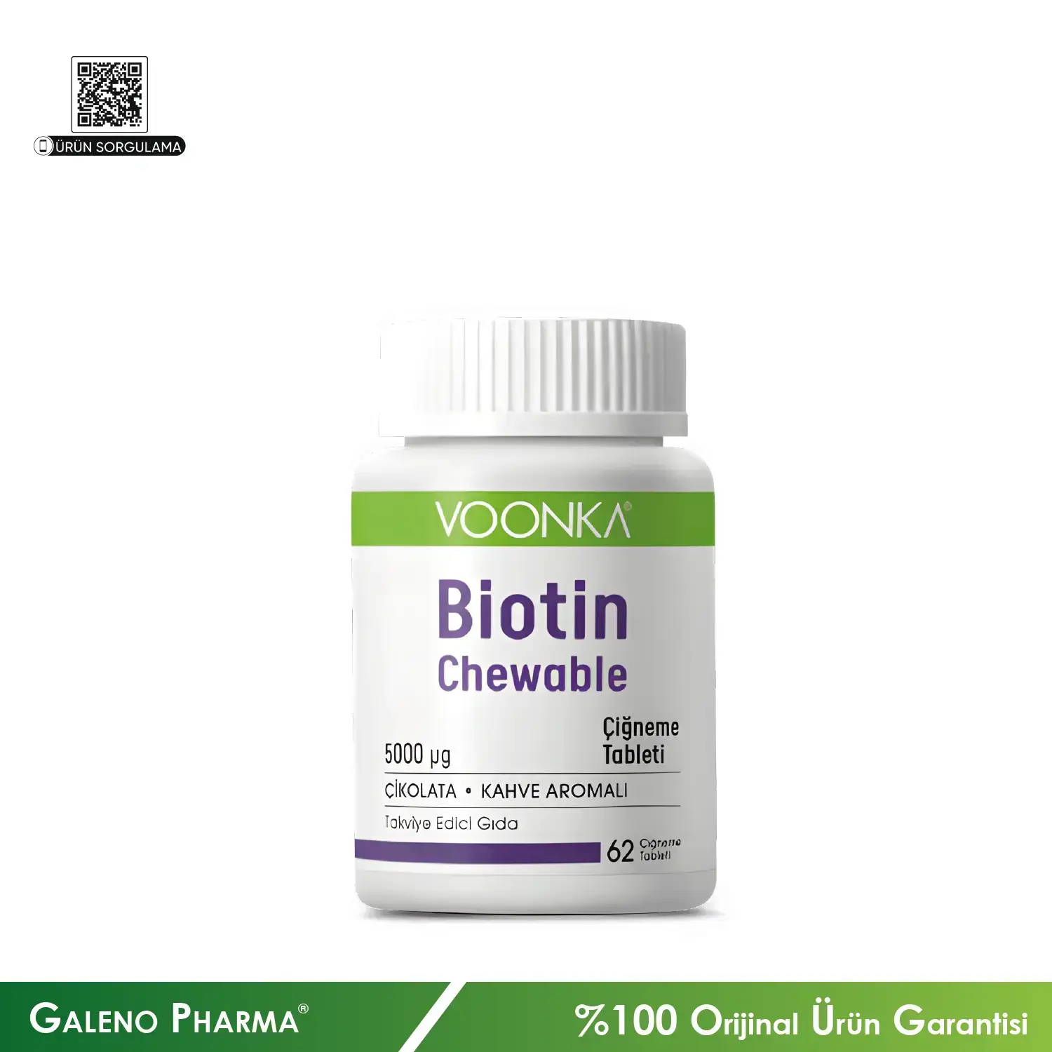 Voonka Biotin 5000 mcg 62 Çiğneme Tableti