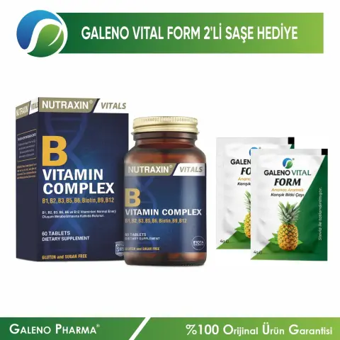 Nutraxin B Vitamin Complex 60 Tablet+Galeno Vital 2’li Saşe Hediyeli