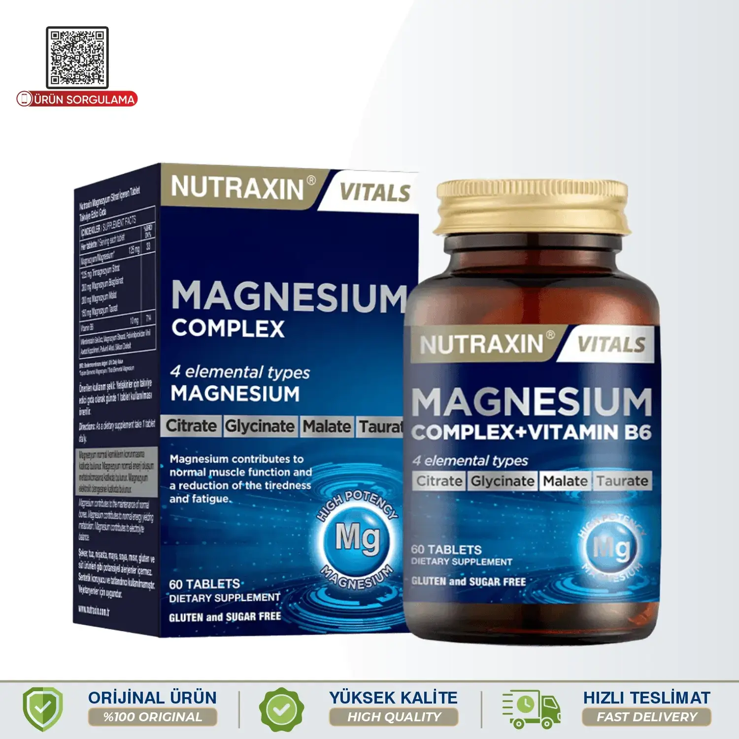 Nutraxin Magnesium (Magnezyum) Complex+Vitamin B6 60 Tablet