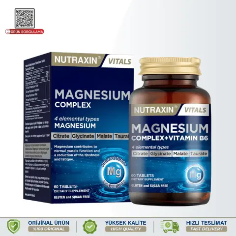 Nutraxin Magnesium (Magnezyum) Complex+Vitamin B6 60 Tablet