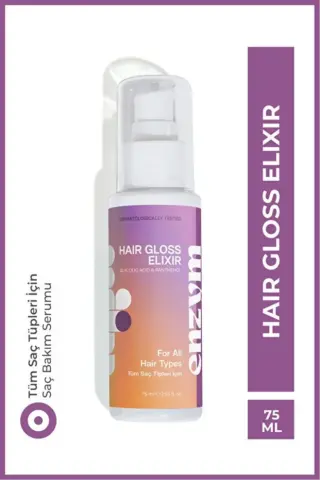Enzym Cosmetics Hair Gloss Elixir Parlaklık ve Hacim Verici Saç Bakım Serumu Orijinal Kapak