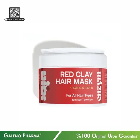 Enzym Cosmetics Keratin & Biotin Kırmızı Kil Saç Bakım Maskesi 250mL