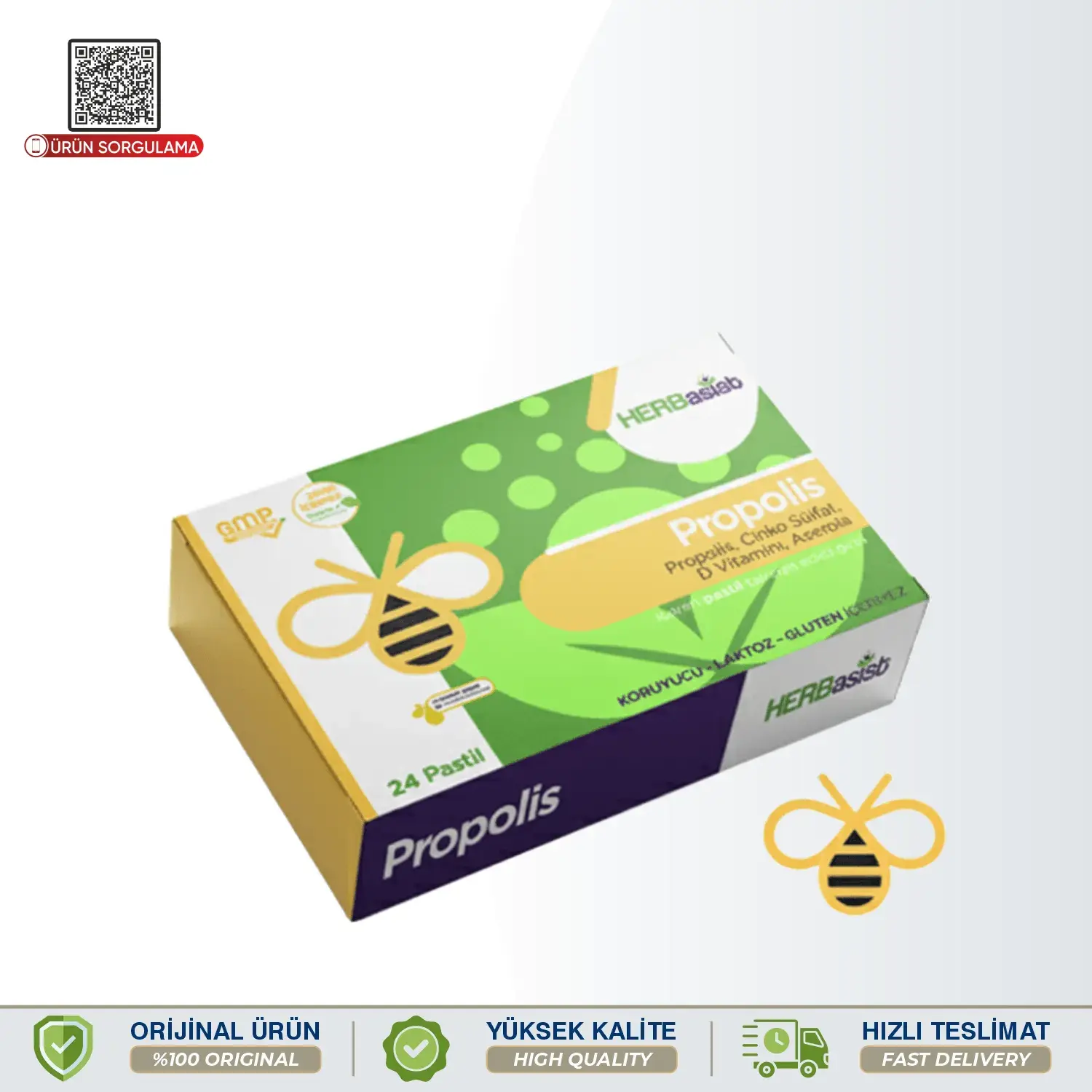 Herbasist Propolis Çinko D Vitamini Aserola İçeren Pastil 24 Adet