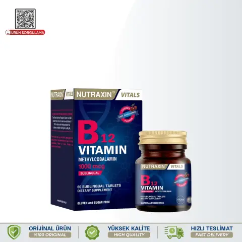 Nutraxin Vitamin B12 Dil Altı (Sublingual) Form 60 Tablet