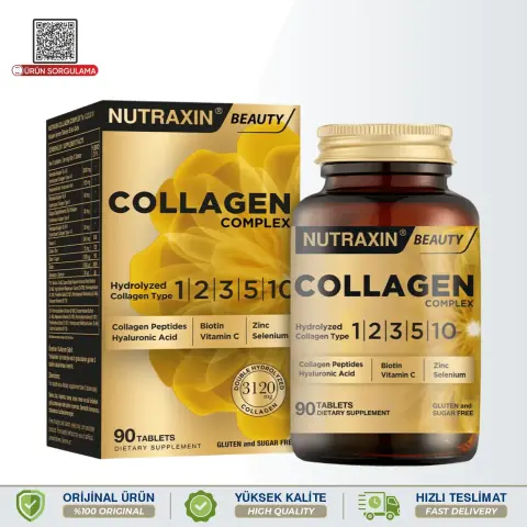 Nutraxin Beauty Collagen Complex Hidrolize Kolajen (Tip 1-2-3-5-10) 90 Tablet