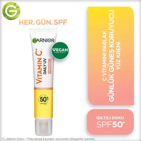 Garnier C Vitamini Parlak Günlük Güneş Koruyucu Yüz Kremi Işıltılı Doku SPF50⁺  40 mL