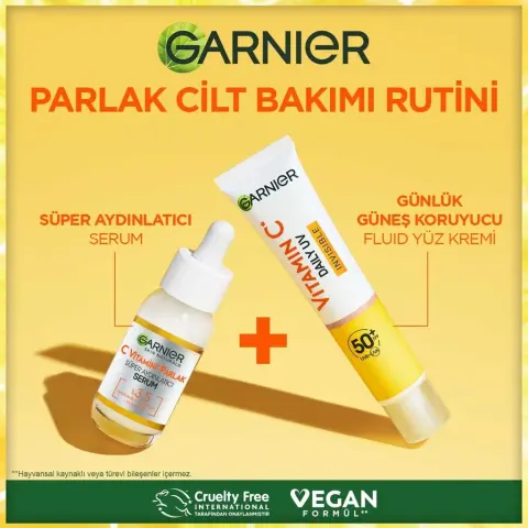 Garnier C Vitamini Parlak Günlük Güneş Koruyucu Yüz Kremi Görünmez Doku SPF50⁺  40 mL