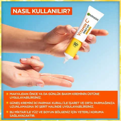 Garnier C Vitamini Parlak Günlük Güneş Koruyucu Yüz Kremi Görünmez Doku SPF50⁺  40 mL