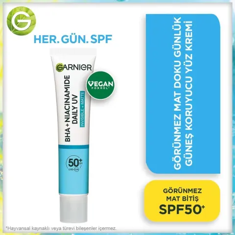 Garnier Görünmez Mat Doku Günlük Güneş Koruyucu Yüz Kremi SPF50⁺ 40 mL