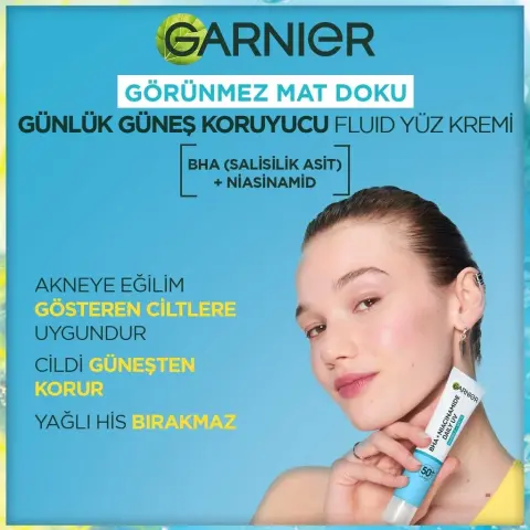 Garnier Görünmez Mat Doku Günlük Güneş Koruyucu Yüz Kremi SPF50⁺ 40 mL