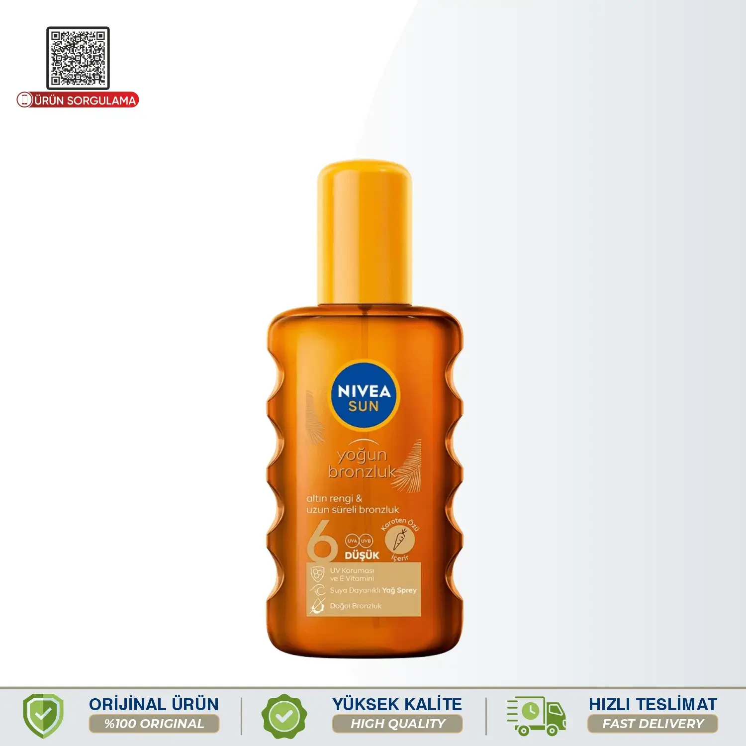 Nivea Sun Bronzlaştırıcı Güneş Yağı Sprey Karoten Özlü Parıltılı 200 mL
