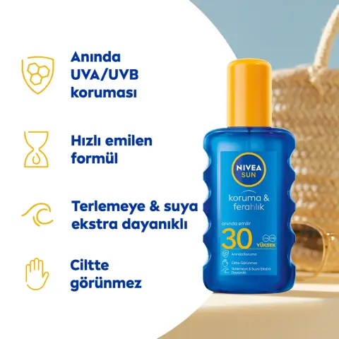 Nivea Sun SPF30 Güneş Koruyucu Vücut Spreyi Serinletici Etki 200 mL