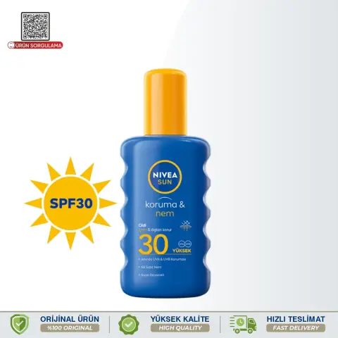 Nivea Sun SPF30 Yüksek Güneş Koruyucu ve Nemlendirici Vücut Spreyi 200 mL