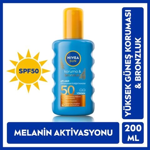 Nivea Sun SPF50 Güneş Koruyucu ve Bronzlaştırıcı Sprey 200 mL