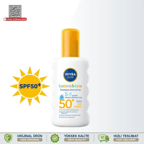 Nivea Sun Bebek ve Çocuk SPF50+ 5'i 1 Arada Güneş Kremi Sprey 200 mL