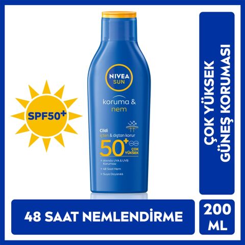 Nivea Sun SPF50+ Koruyucu ve Nemlendirici Güneş Losyonu 200 mL