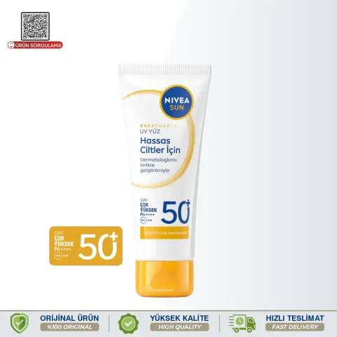 Nivea Sun SPF50+ Hassas Ciltler İçin Güneş Koruyucu Yüz Kremi 40 mL