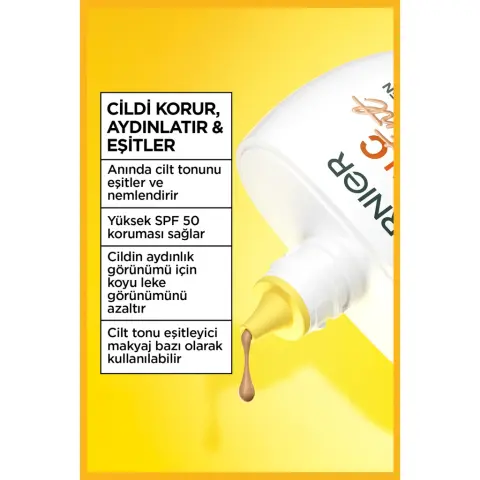 Garnier C Vitamini Wonder Tint SPF50+ 3 Etki 1 Arada Renkli Yüz Güneş Kremi Orta Ton 40 mL