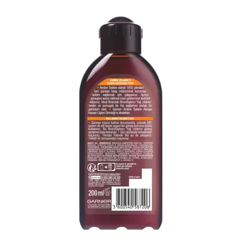 Garnier Ambre Solaire İdeal Bronzluk Bronzlaştırıcı Yağ 200 mL