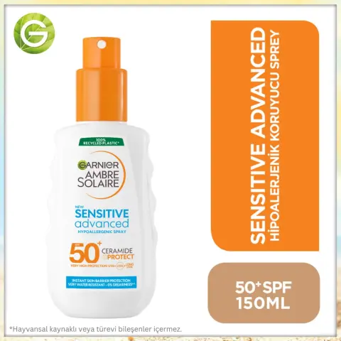 Garnier Ambre Solaire Sensitive Advanced Hipoalerjenik SPF50+ Güneş Koruyucu Sprey 150 mL