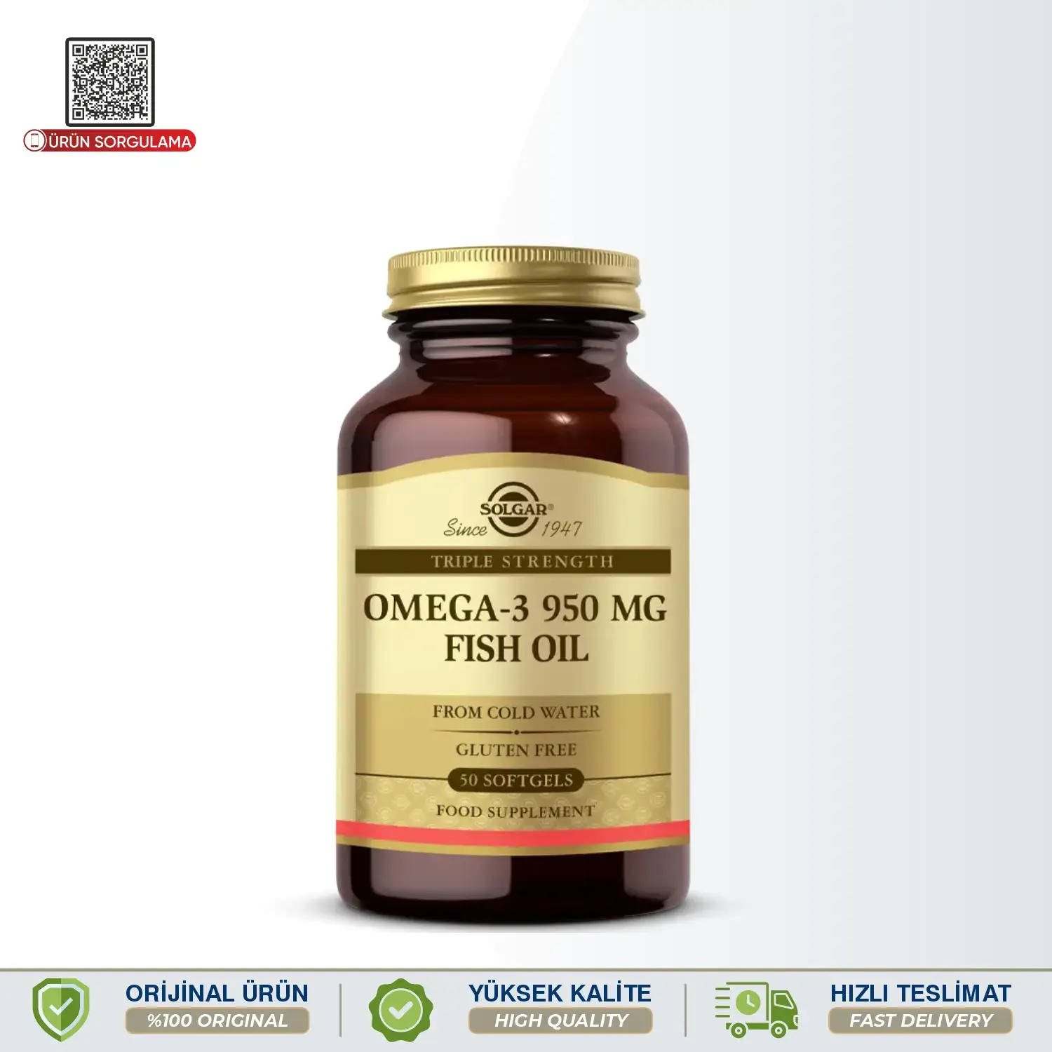 Solgar Omega-3 950 mg Fish Oil 50 Softgels