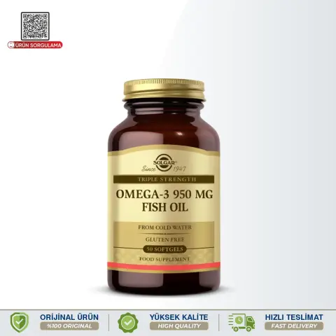 Solgar Omega-3 950 mg Fish Oil 50 Softgels