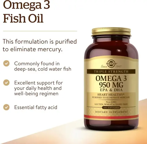 Solgar Omega-3 950 mg Fish Oil 100 Softgels