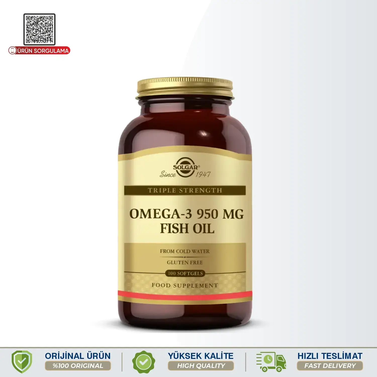 Solgar Omega-3 950 mg Fish Oil 100 Softgels