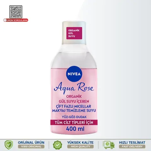 Nivea Micellar Aqua Rose Gül Suyu İçeren Çift Fazlı Makyaj Temizleme Suyu 400 mL