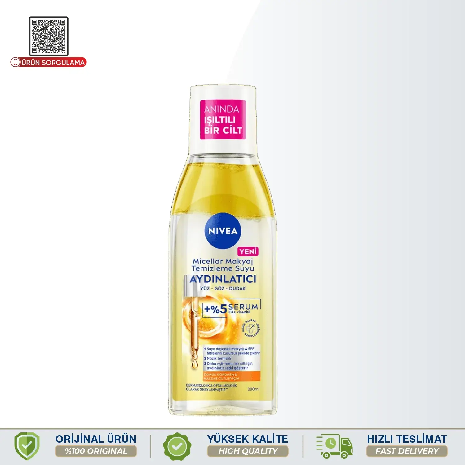 Nivea Micellar Aydınlatıcı Makyaj Temizleme Suyu 200 mL