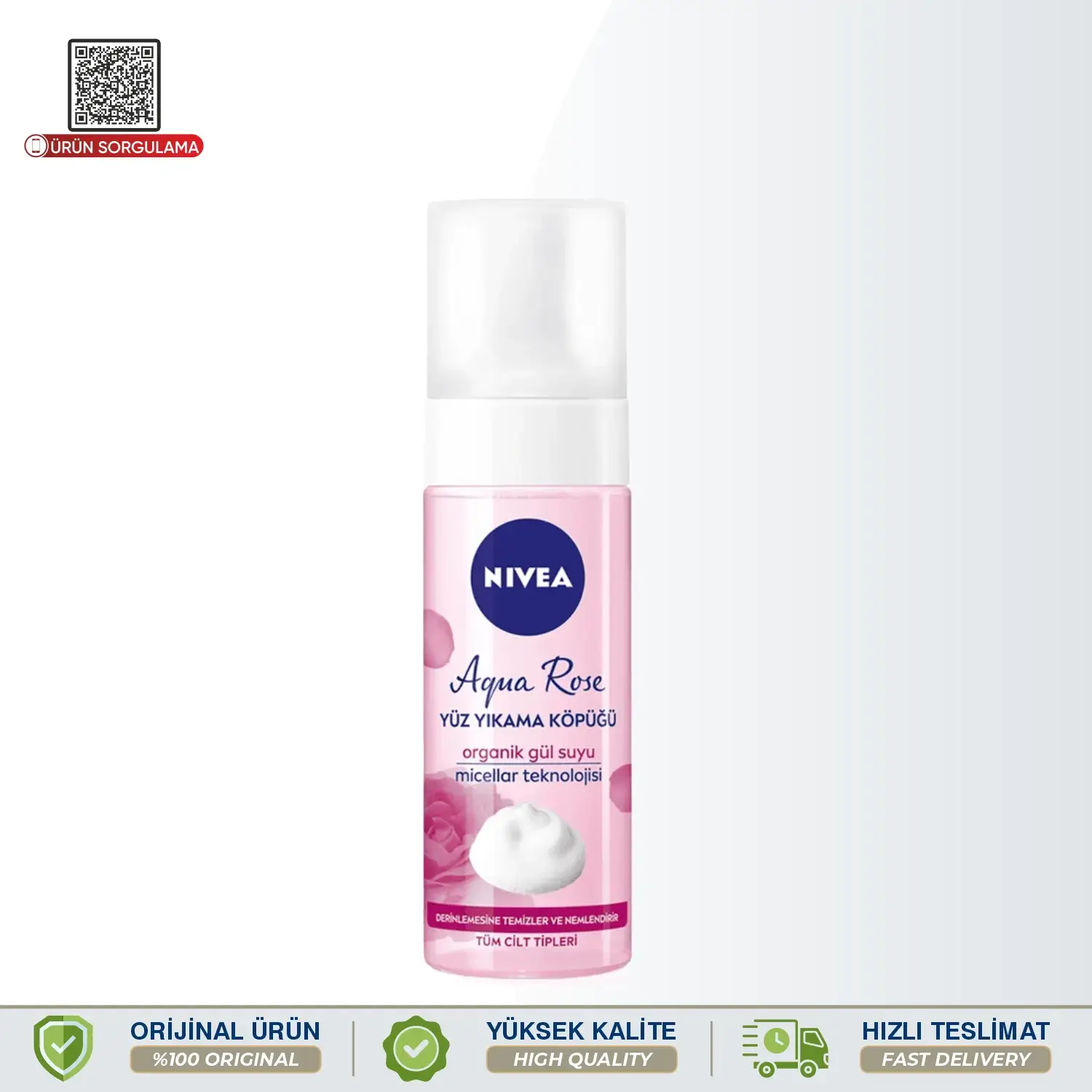 Nivea Aqua Rose Organik Gül Suyu İçeren Yüz Yıkama Köpüğü 150 mL