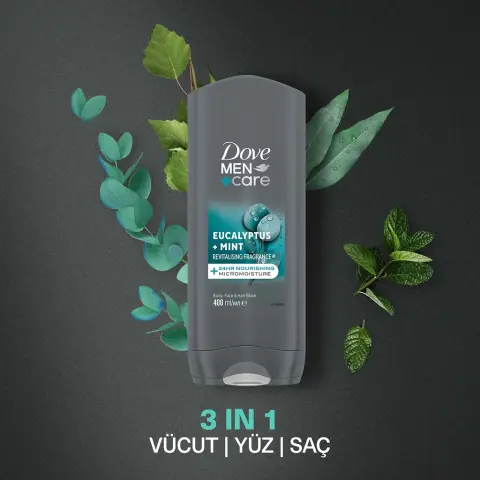 Dove Men +Care 3 in 1 Eucalyptus + Mint Canlandırıcı Duş Jeli 400 mL