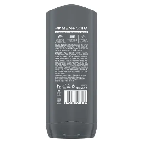 Dove Men +Care 3 in 1 Eucalyptus + Mint Canlandırıcı Duş Jeli 400 mL