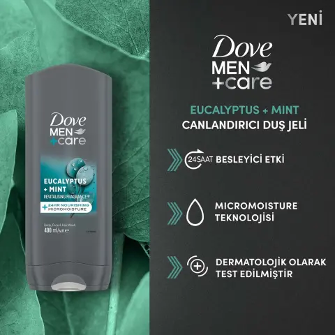 Dove Men +Care 3 in 1 Eucalyptus + Mint Canlandırıcı Duş Jeli 400 mL
