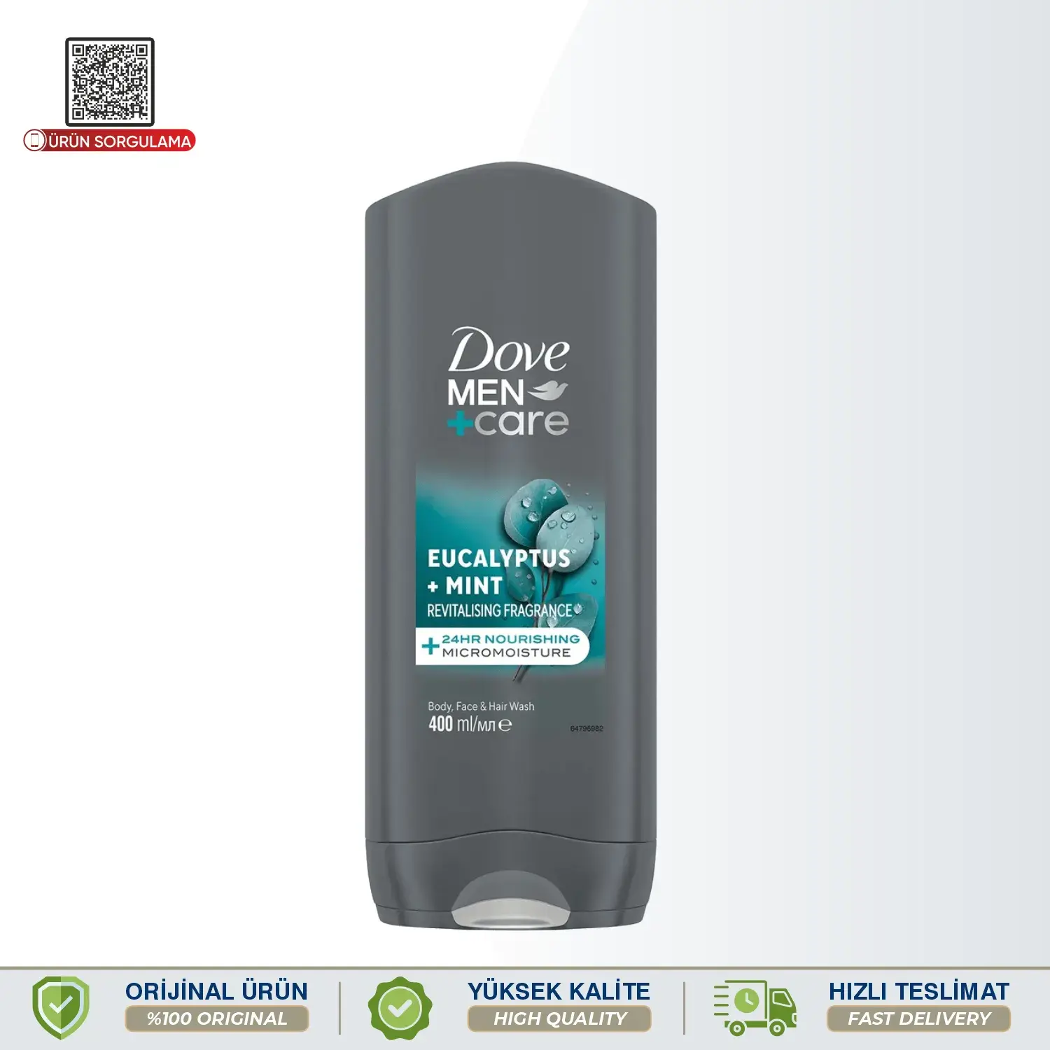 Dove Men +Care 3 in 1 Eucalyptus + Mint Canlandırıcı Duş Jeli 400 mL