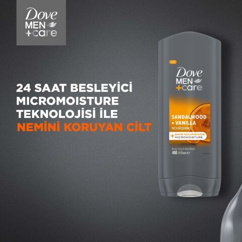 Dove Men +Care 3 in 1 Sandalwood + Vanilla Besleyici Duş Jeli 400 mL