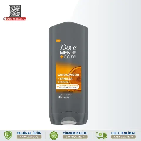 Dove Men +Care 3 in 1 Sandalwood + Vanilla Besleyici Duş Jeli 400 mL