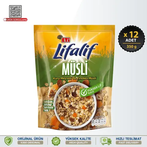 Eti Lifalif Kuru Meyveli ve Fındıklı Müsli 350 g 12 Adet