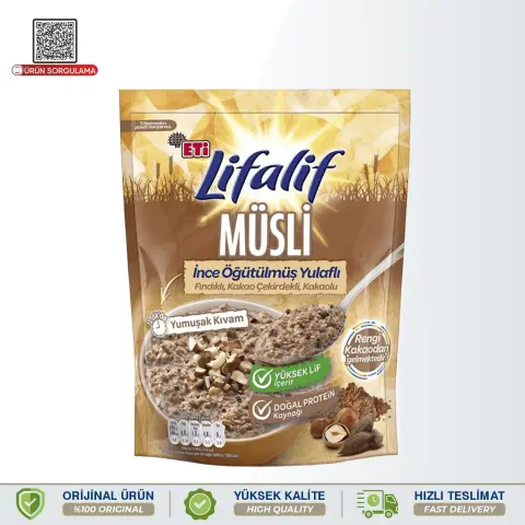 Eti Lifalif İnce Öğütülmüş Yulaflı, Fındıklı, Kakao Çekirdekli, Kakaolu Müsli 250 g