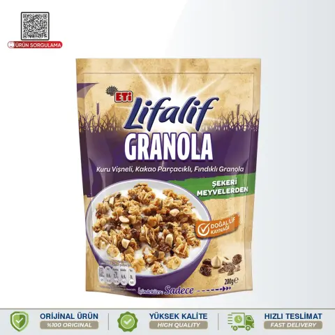 Eti Lifalif Kuru Vişneli, Kakao Parçacıklı, Fındıklı Granola 200 g